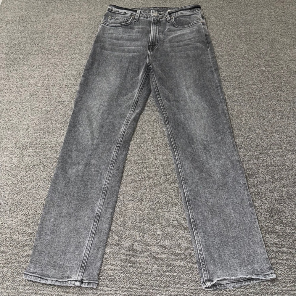 NOEND Denim Slim Straight Crop Jeans Washed Black Grey Made in USA Sz 28 Casual